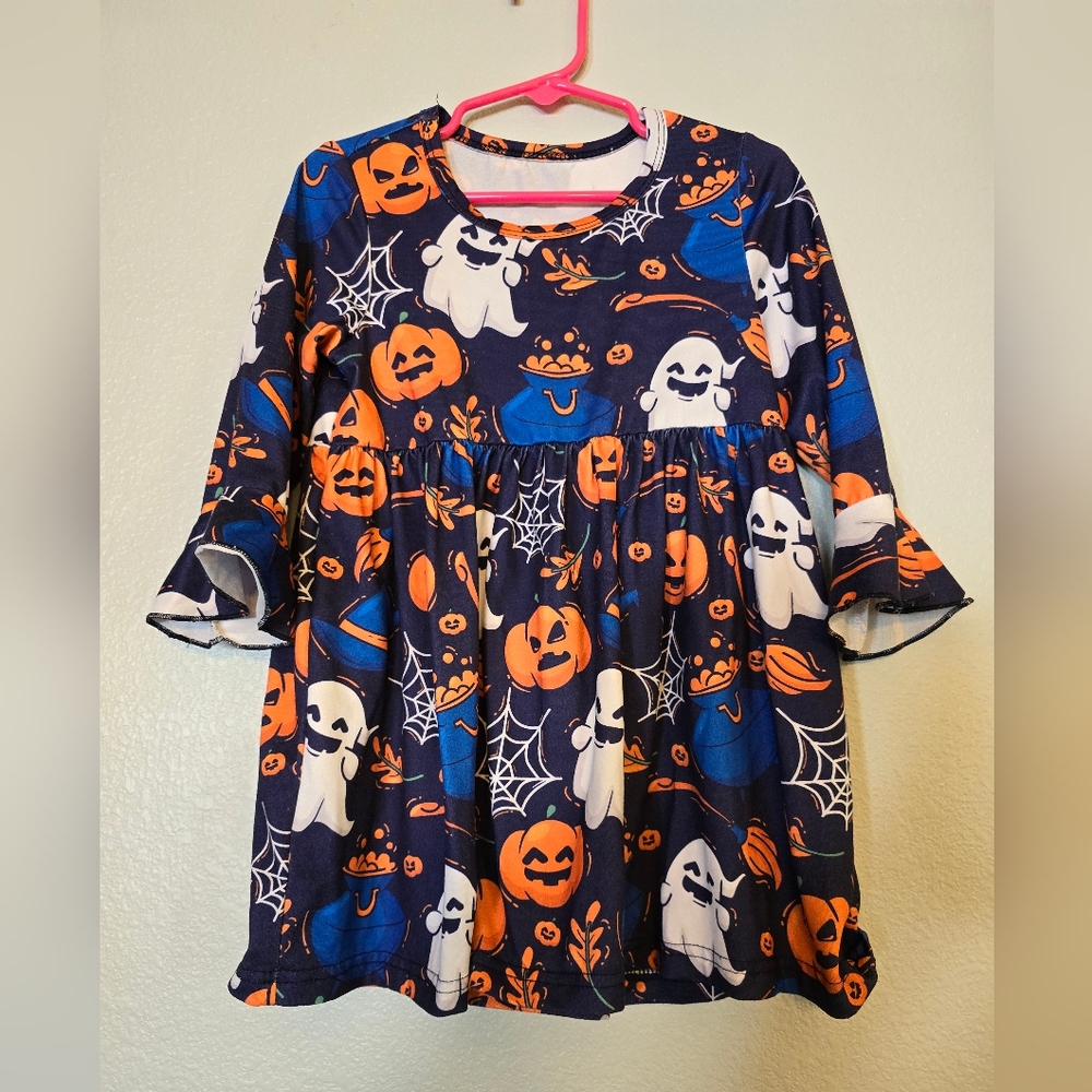 2T Halloween Toddlers Girls Dress Ghost & Pumpkins EUC